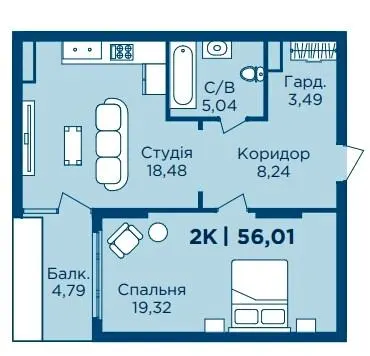 ЖК HydroPark DeLuxe — 56 м²