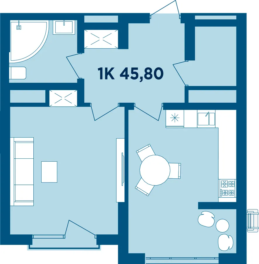ЖК HydroPark DeLuxe — 45.8 м²