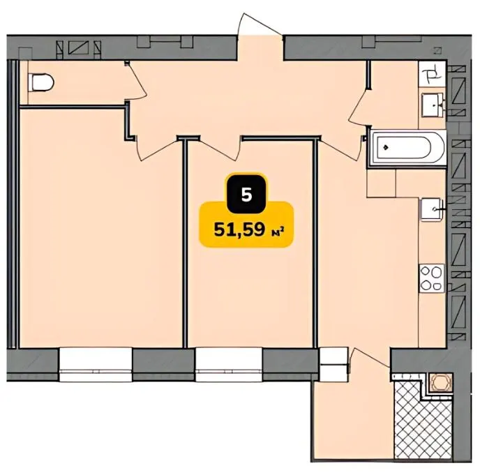 ЖК Студентський — 51.6 м²