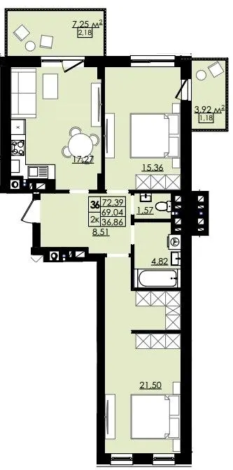 ЖК ЛЮМ — 72.4 м²