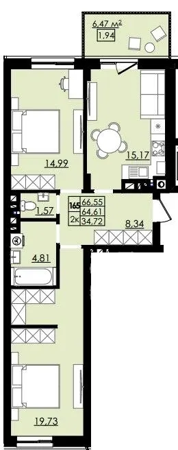 ЖК ЛЮМ — 66.6 м²