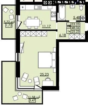 ЖК ЛЮМ — 53.3 м²