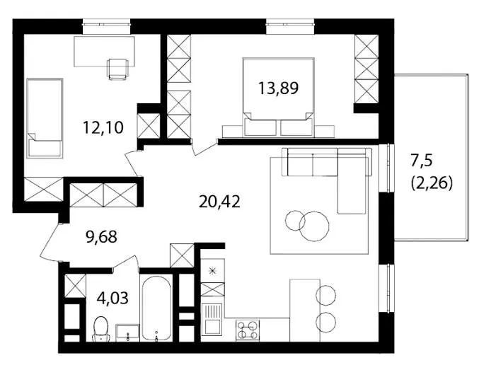 ЖК Скандинавський Квартал — 61.6 м²