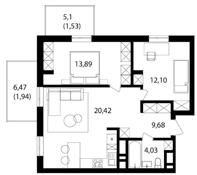 ЖК Скандинавський Квартал — 62.8 м²