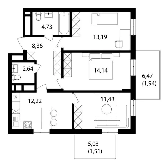 ЖК Скандинавський Квартал — 70.6 м²