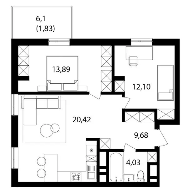 ЖК Скандинавський Квартал — 61.1 м²