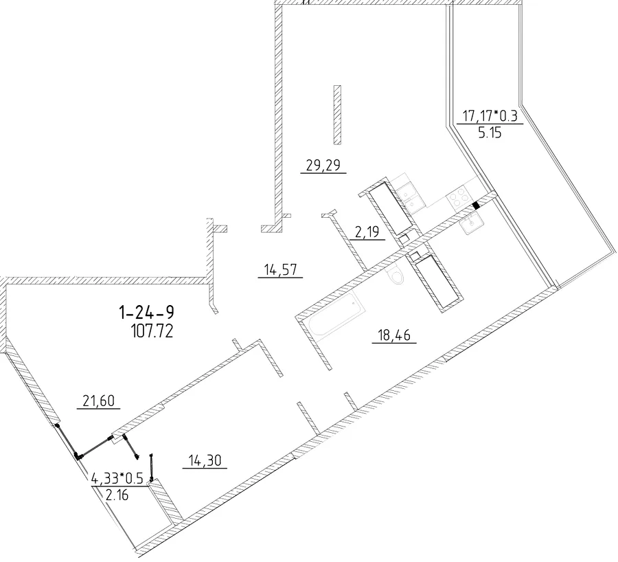 2-комнатная квартира, 109 м², вул. Краснова, 1 (Суднобудівний), Одесса — фото 1