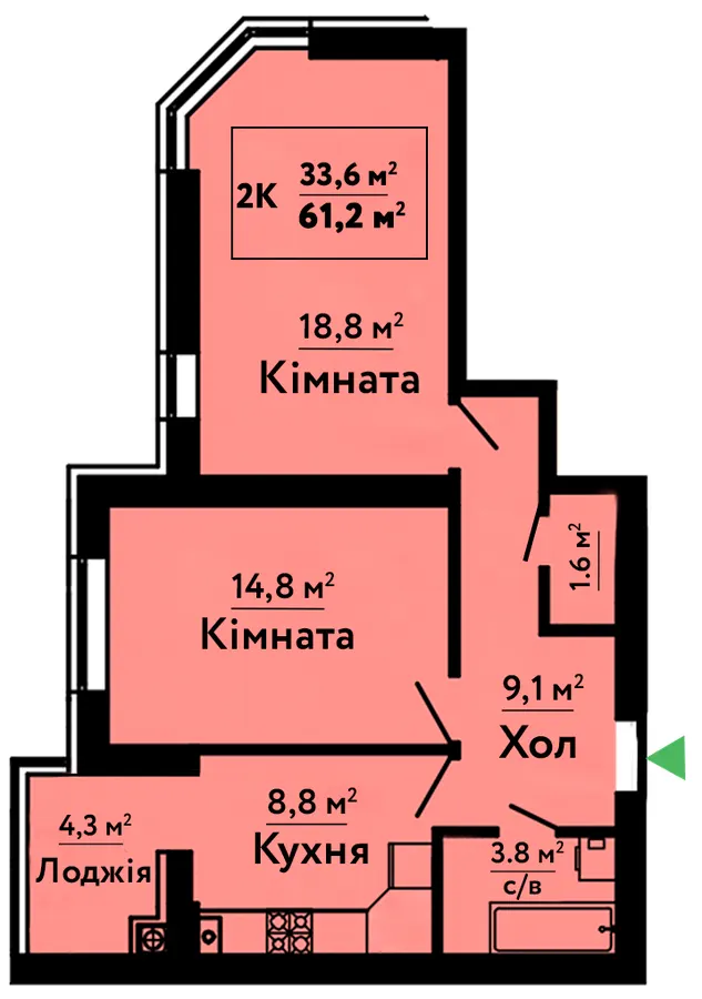 ЖК Львівський Затишок — 61.2 м²