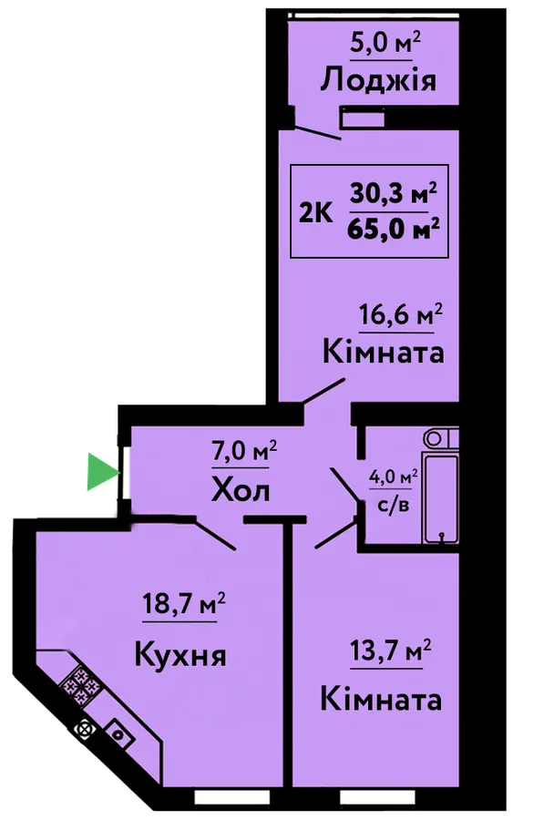 ЖК Львівський Затишок — 65 м²