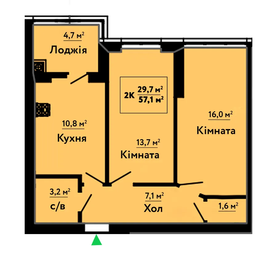 ЖК Львівський Затишок — 57.1 м²