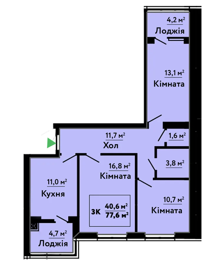 ЖК Львівський Затишок — 77.6 м²
