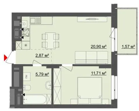 ЖК Київський — 42.8 м²