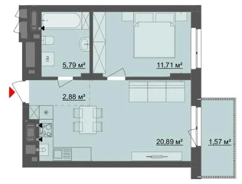 ЖК Київський — 42.8 м²