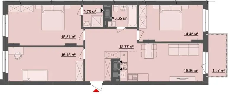 ЖК Київський — 88.7 м²