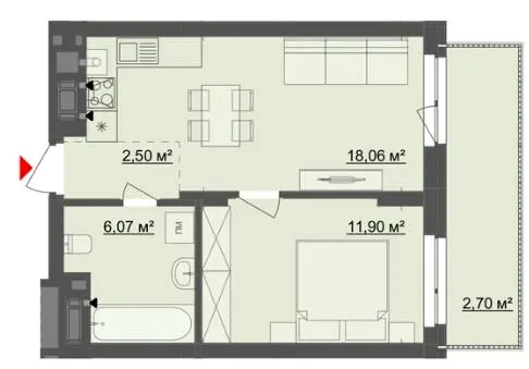 ЖК Київський — 41.2 м²
