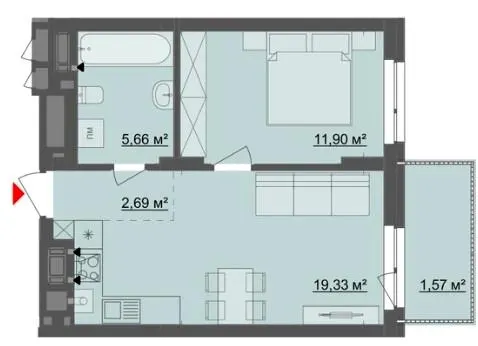 ЖК Київський — 41.2 м²