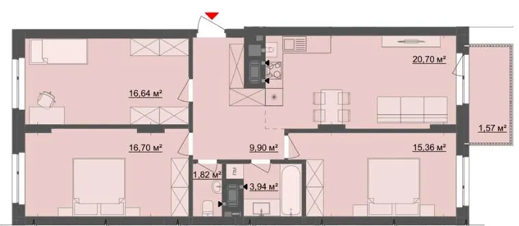 ЖК Київський — 86.6 м²
