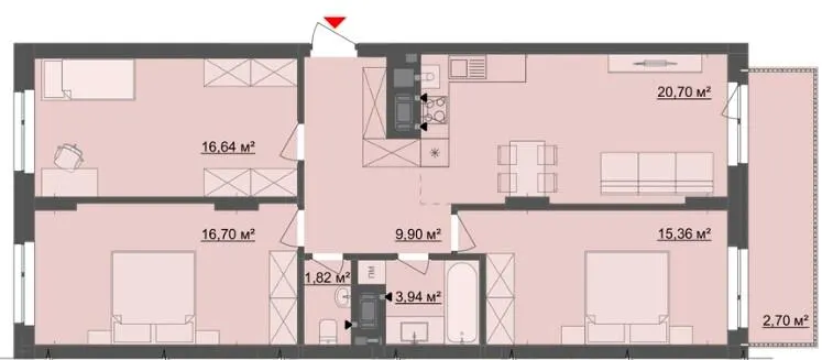 ЖК Київський — 87.8 м²