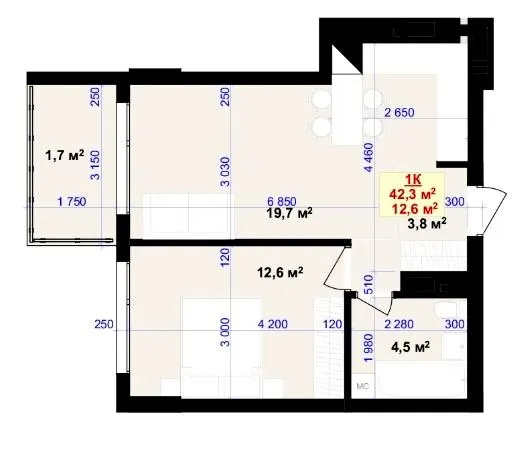 ЖК Liberty Gardens — 42.3 м²