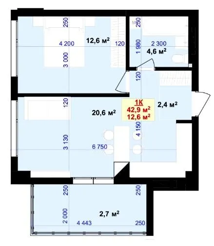 ЖК Liberty Gardens — 42.9 м²