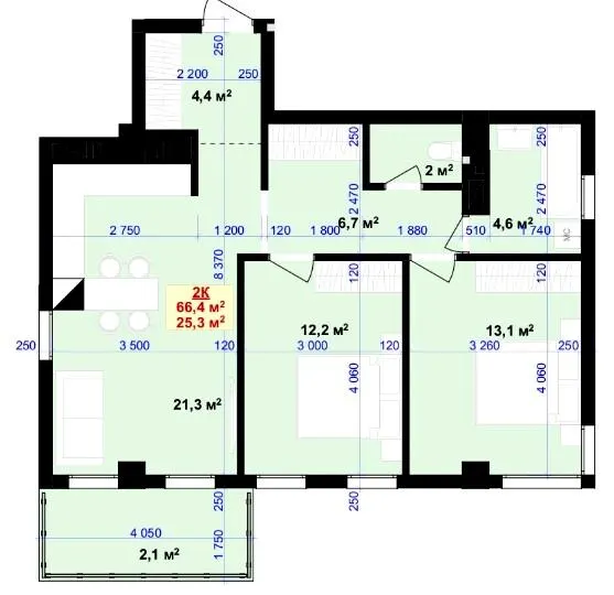 ЖК Liberty Gardens — 66.4 м²