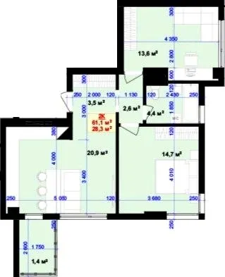 ЖК Liberty Gardens — 61.1 м²