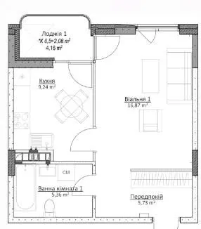ЖК O2 Residence — 39.3 м²