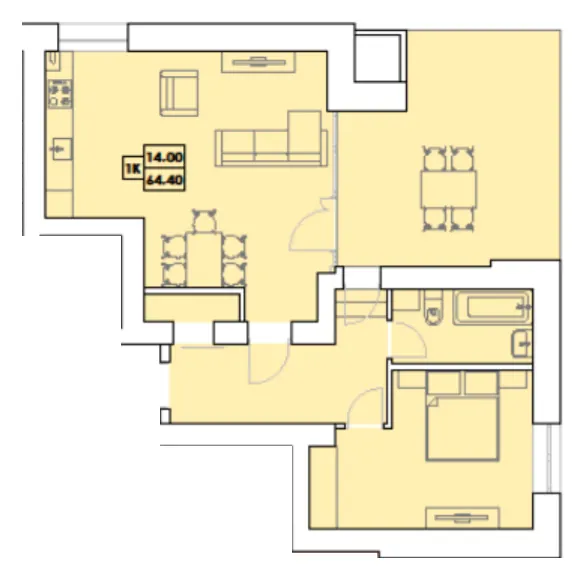 ЖК Крайобраз — 64.4 м²