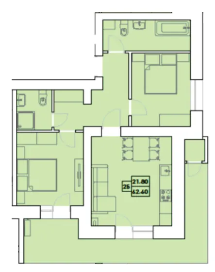 ЖК Крайобраз — 62.6 м²