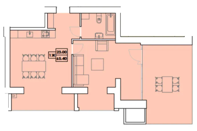 ЖК Крайобраз — 65.4 м²