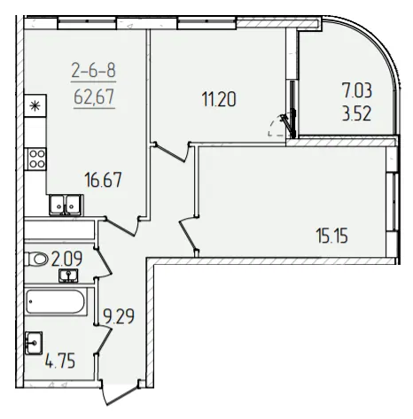 2-комнатная квартира, 65 м², вул. Краснова, 1 (Суднобудівний), Одесса