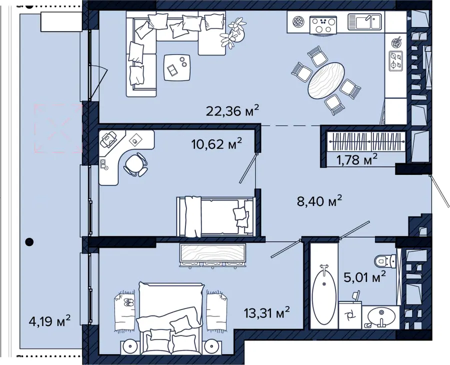 ЖК Newton — 65.7 м²