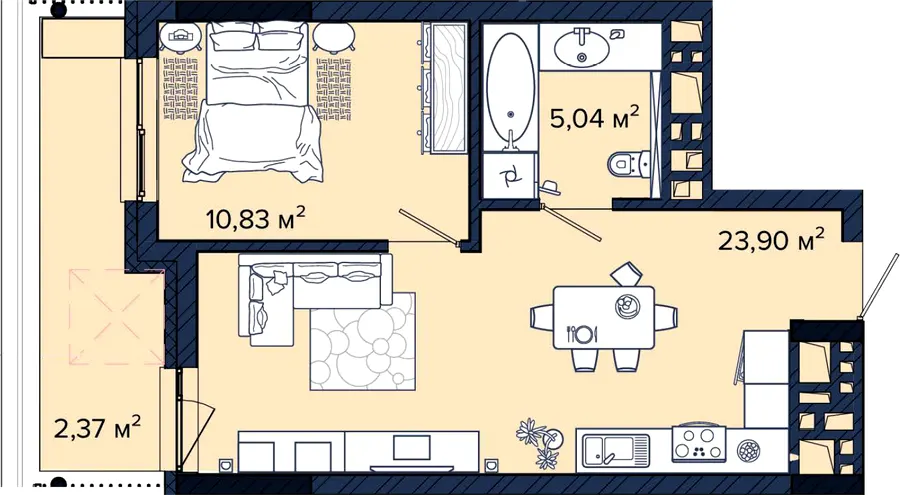 ЖК Newton — 42.1 м²
