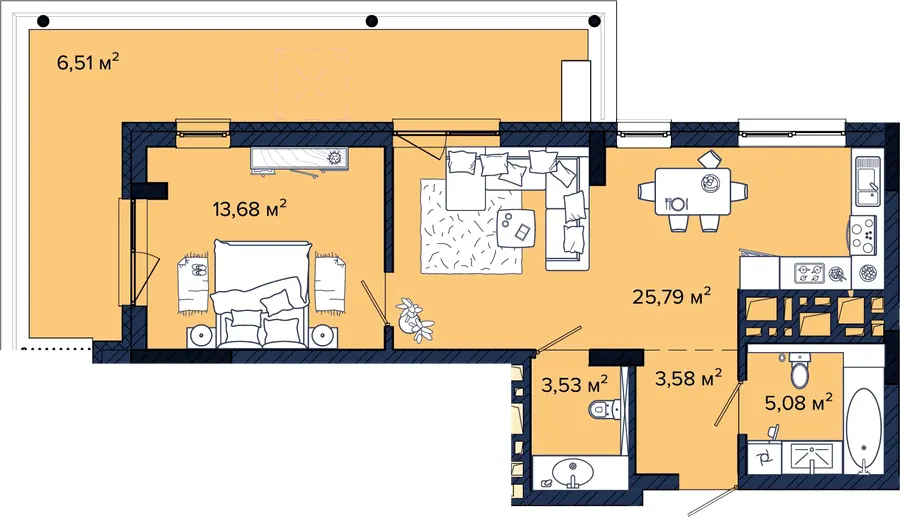 ЖК Newton — 58.2 м²