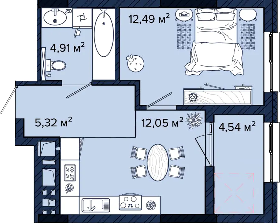 ЖК Newton — 39.3 м²