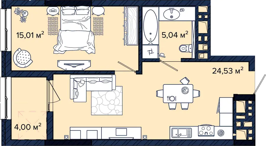 ЖК Newton — 48.6 м²