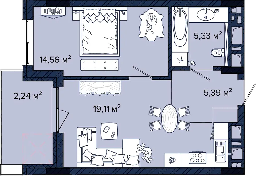 ЖК Newton — 46.6 м²