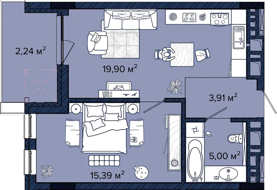ЖК Newton — 46.4 м²