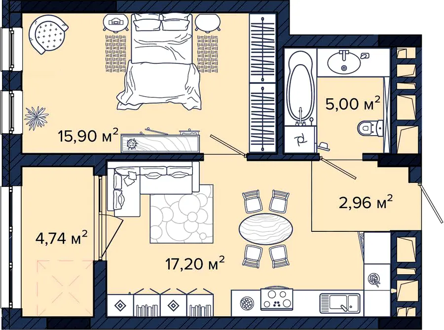 ЖК Newton — 45.8 м²