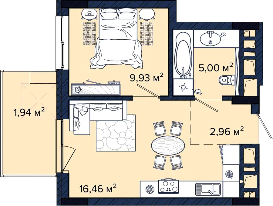 1-комнатная квартира, 36 м², вул. Наукова, 5, Львов — фото 1