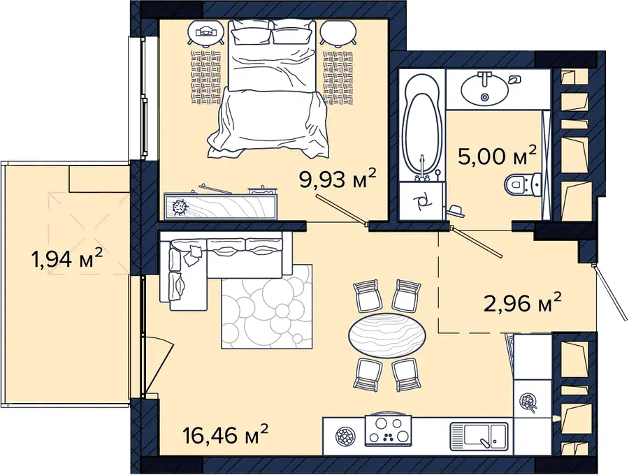 ЖК Newton — 36.3 м²