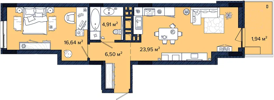 ЖК Newton — 53.9 м²