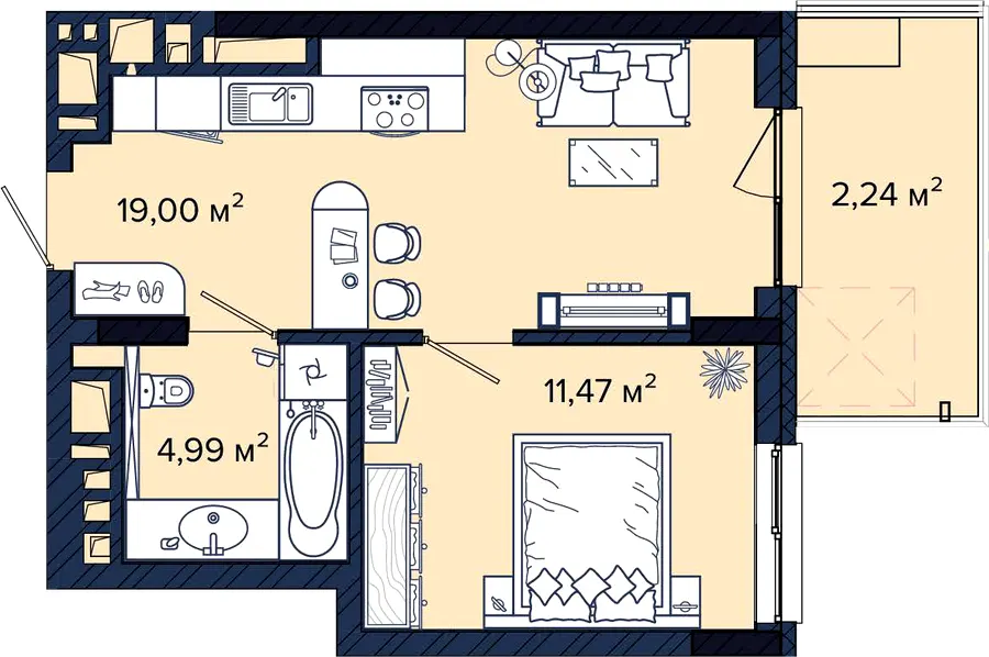 ЖК Newton — 37.7 м²