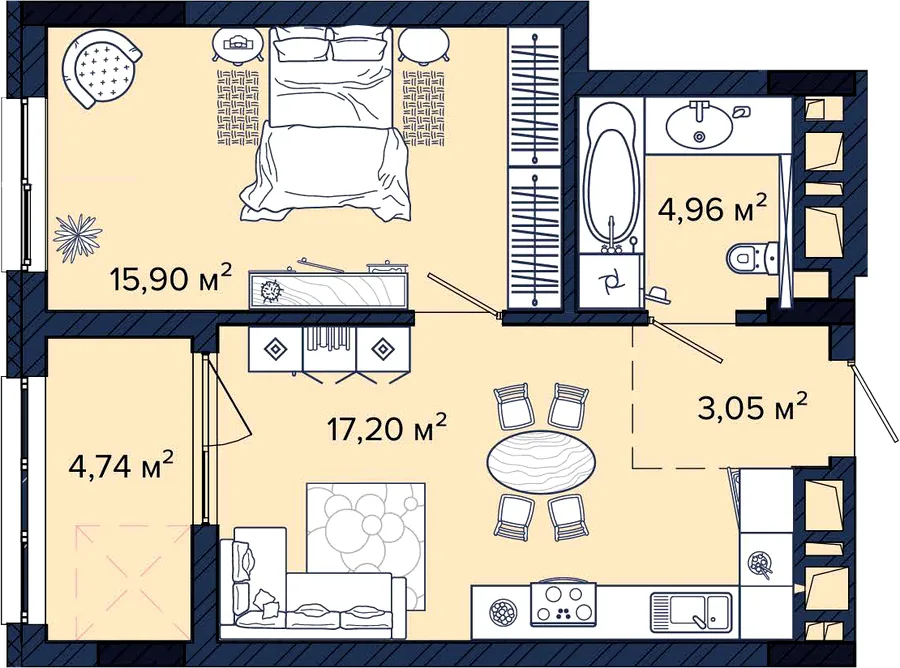 1-кімнатна квартира, 46 м², вул. Наукова, 5, Львів — фото 1