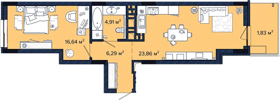 ЖК Newton — 53.5 м²