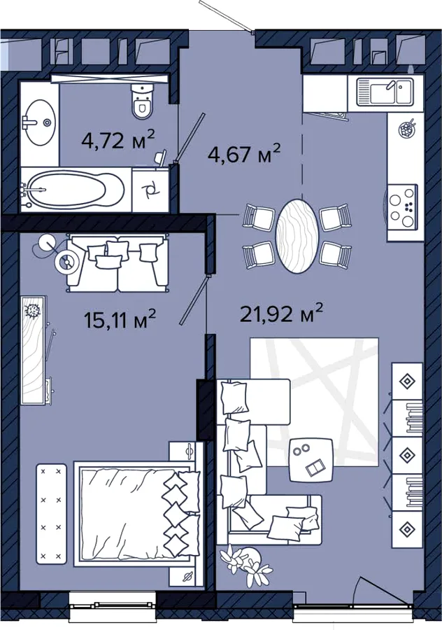 1-комнатная квартира, 46 м², вул. Наукова, 5, Львов — фото 1