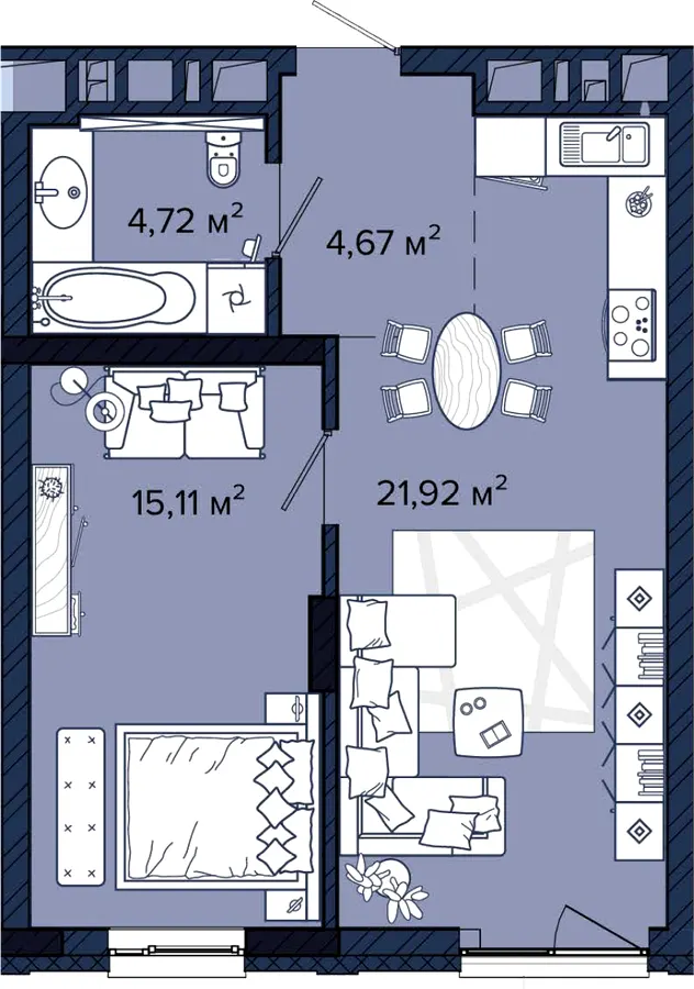 ЖК Newton — 46.4 м²