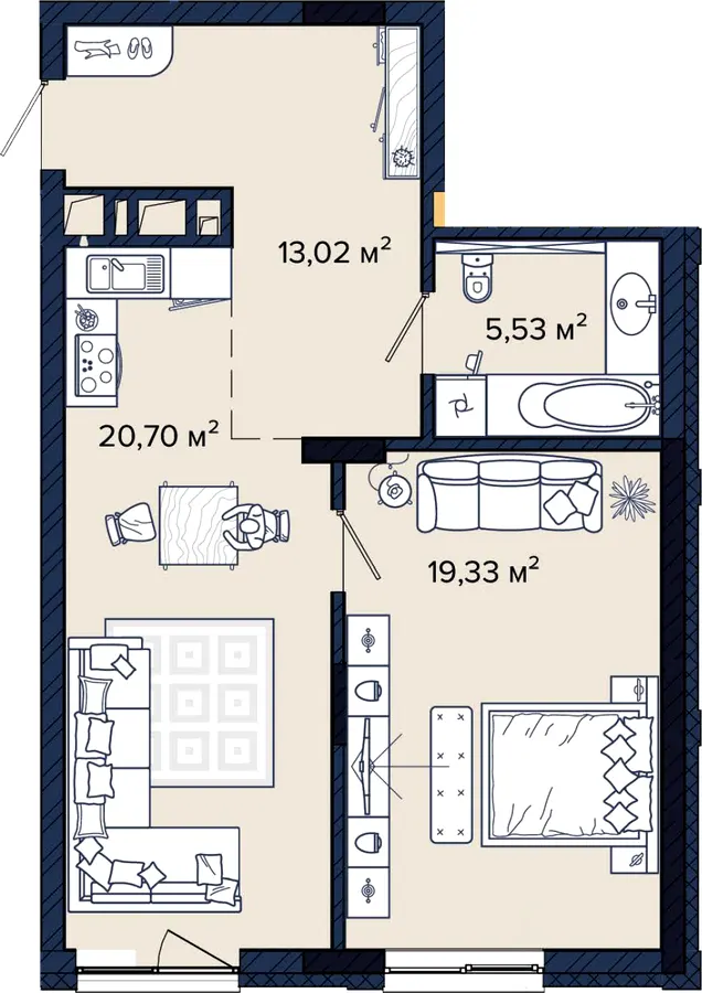 ЖК Newton — 58.6 м²