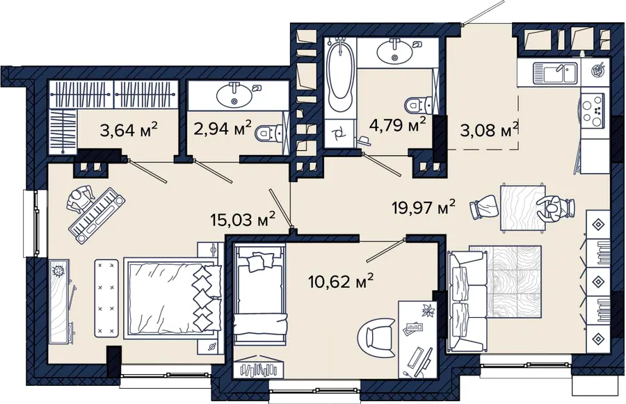 ЖК Newton — 60.1 м²