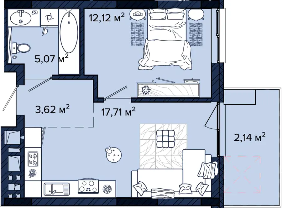 ЖК Newton — 40.7 м²